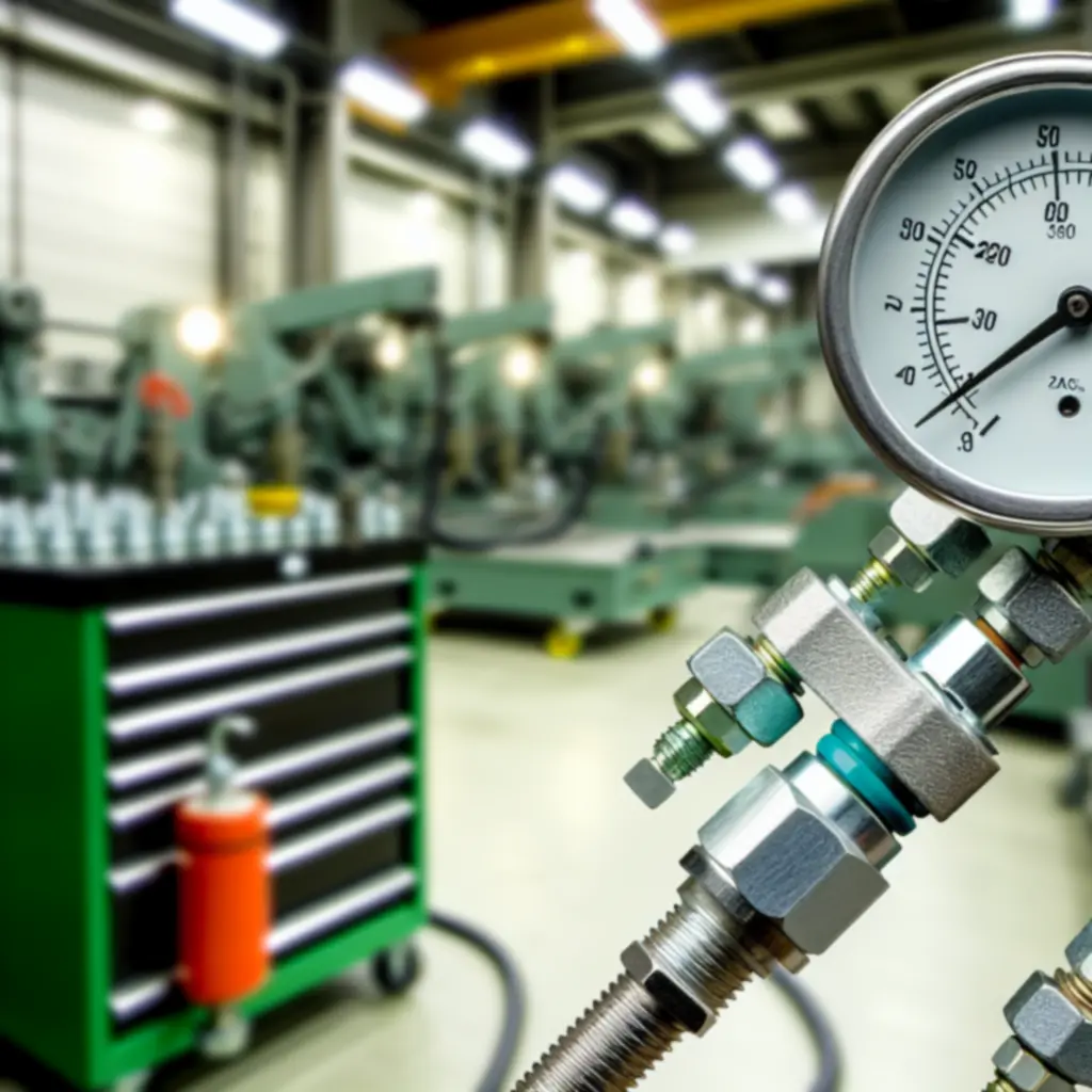 Test ciśnienia w układzie hydraulicznym maszyny budowlanej